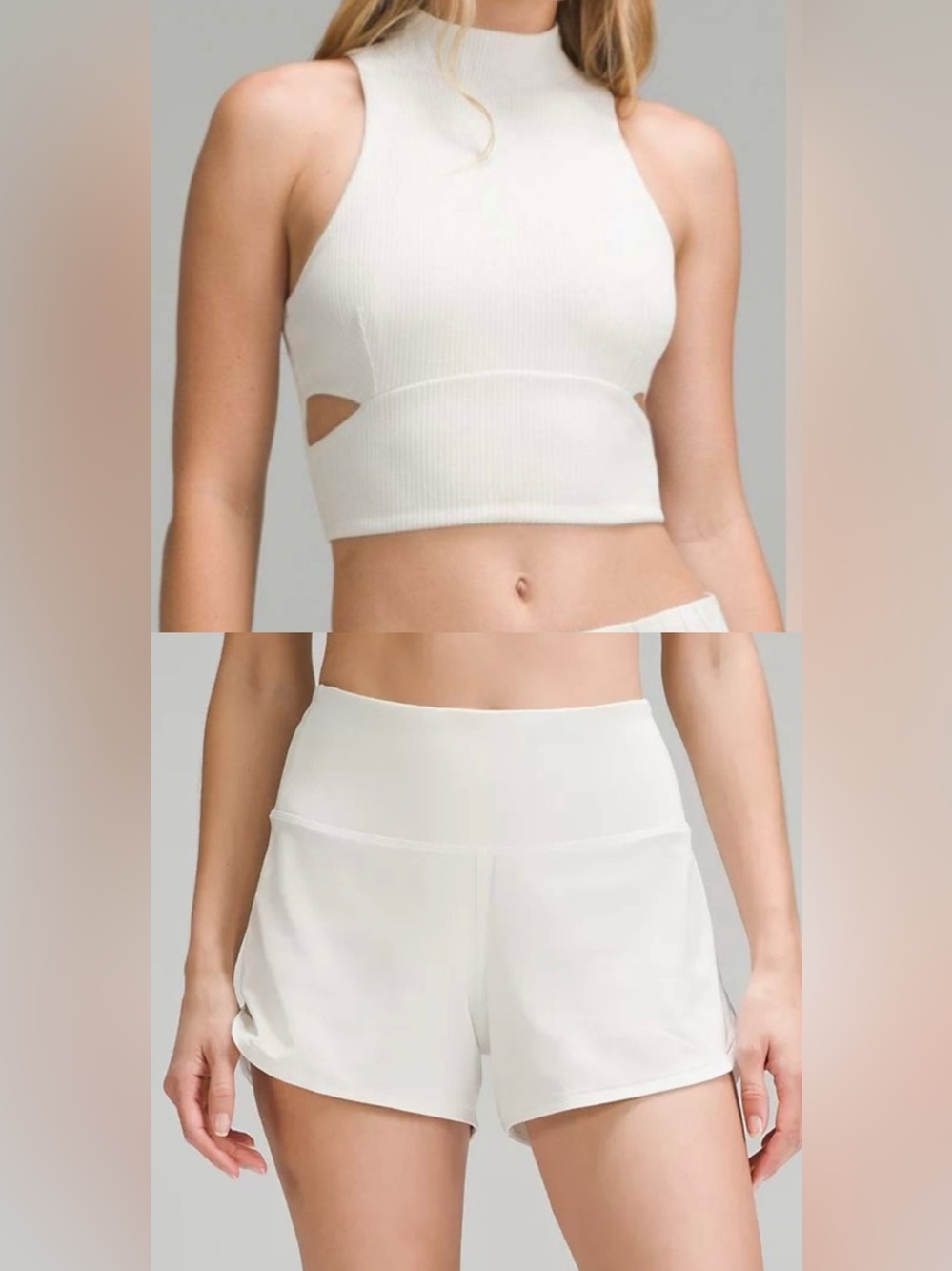 Lululemon Bone Matching Set Small Top + Size 2 Speed Up Shorts 4”